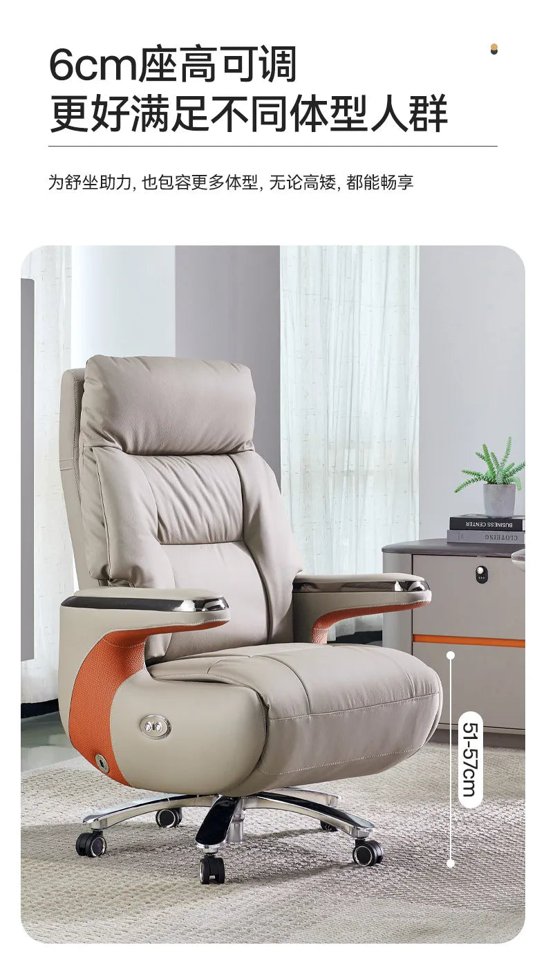 Luxury Electric Massage Executive Chair - Ergonomic Genuine Leather Gaming Office Desk Chair with Premium Design Furniture JT40