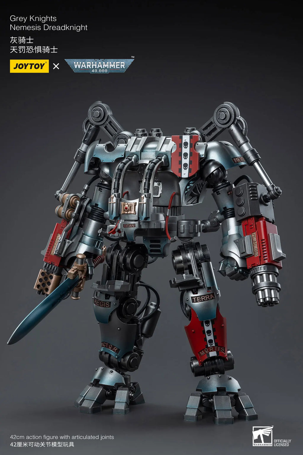 JOYTOY Warhammer40k 1/18 Action Figure Mecha Grey Knight Nemesis Dreadknight Anime Figures Toys Model Gift