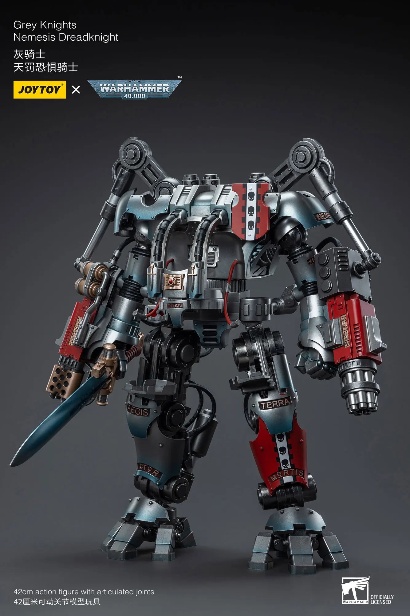 JOYTOY Warhammer40k 1/18 Action Figure Mecha Grey Knight Nemesis Dreadknight Anime Figures Toys Model Gift
