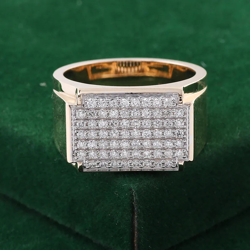 Provence Luxury Rectangle Shield Rings 14K White Gold Lab Grown Diamonds DEF/VS Wedding Hip Hop Style for Men Customized Ring