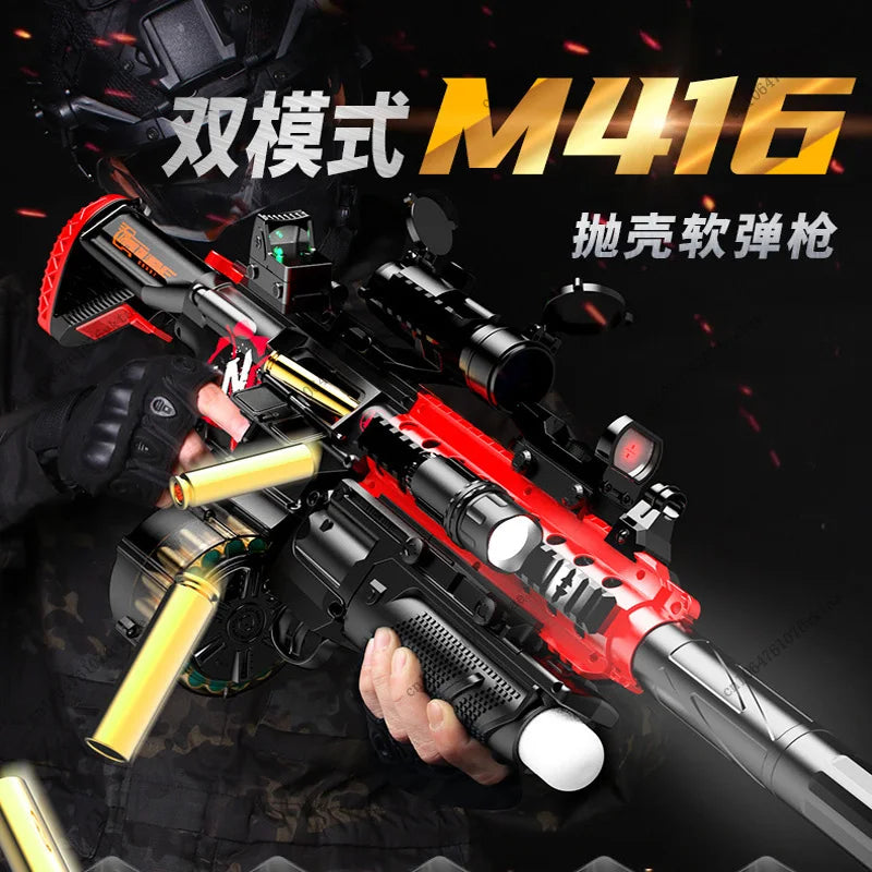 Children's Electric Continuous Firing Hand Automatic Throwing Shell M416 Soft Bullet Gun Can Fire Soft Bullet Gun Model Toy Gun