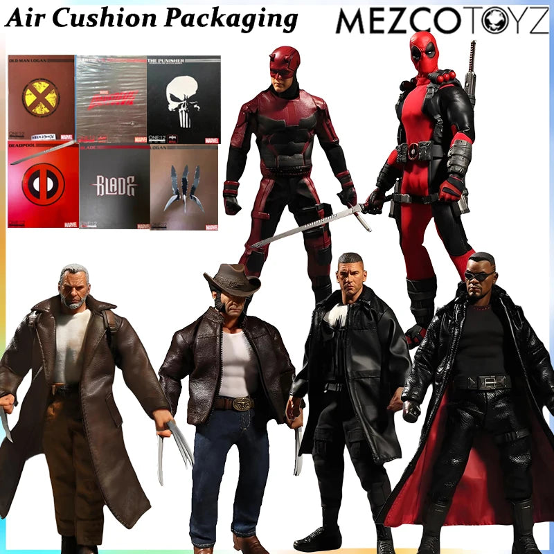 MEZCOTOYZ Genuine Superhero One 12 Series Wolverine Deadpool Logan Punisher Blade Daredevil Action Figures Model Toys Gifts