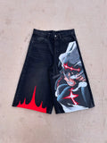 Trend Popular Anime Shorts Jeans Y2k Five-point Pants High Waisted Baggy Straight Denim Pant Streetwear Jean Men Clothing
