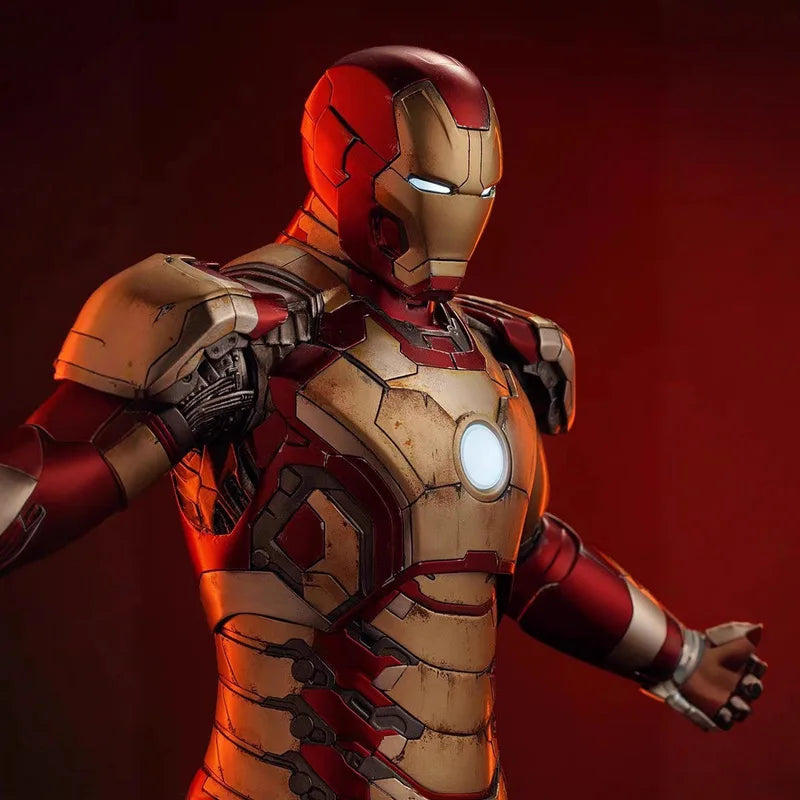 New Product In Stock 1/4 Brand New  Iron Man Mk42 Statue In Red And Gold Color Scheme Super Cool With Luminous Effect