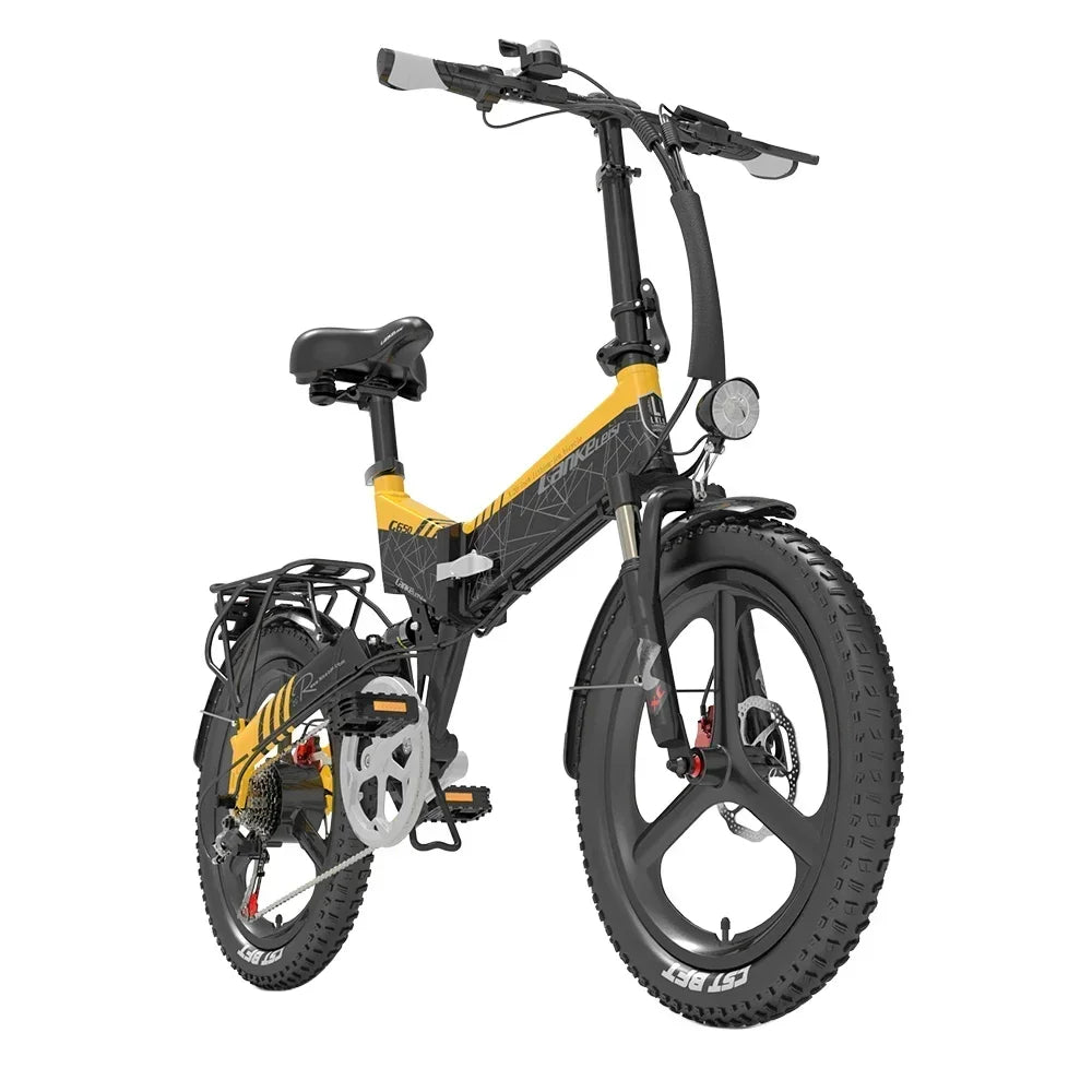 Electric Bicycle LANKELEISI G650motor 500w battery 48v12.8ah mini Folding e-bike urban leisure 20inch shock absorption E-bike