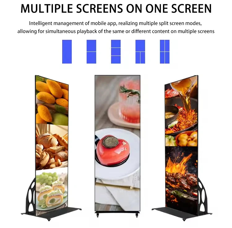 P2 P3 P4 Digital Led Mirror Advertising Panel Floor Standing LED Screen Poster