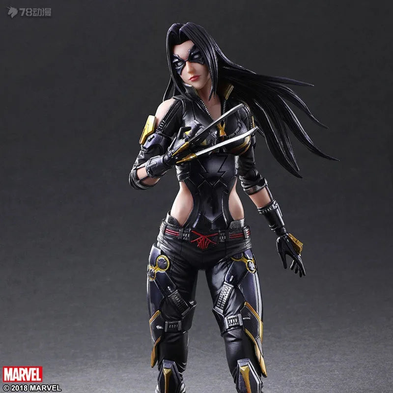 SQEX Original PlayArts Changes Series Marvel Comics Female Wolverine Anime Action Figure Model Toy Model Ornaments Gifts for Boy