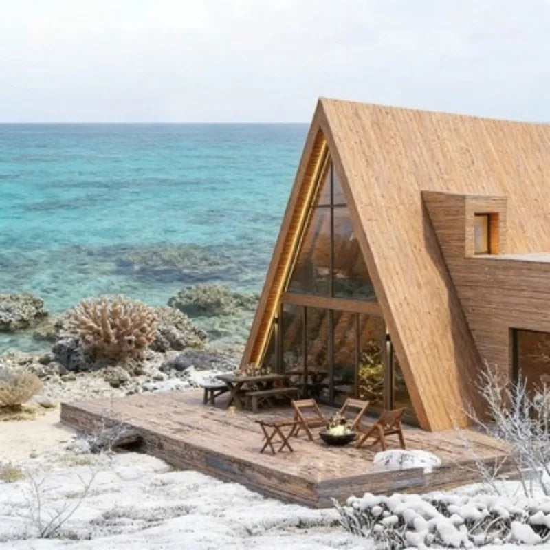Prefab Tree House Triangle Cabin A Frame Wooden Log House for Scenic Vacation Eco Tourism