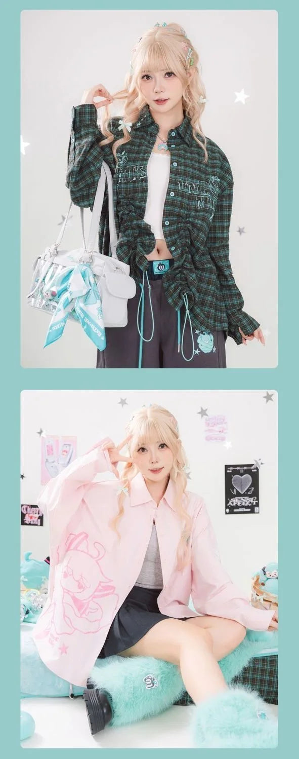 Moeyu Hatsune Miku Women Shirt Plaid Blouse Female Blouses Loose Men Woman Shirts Tops Long Sleeve Casual Vocaloid Costume