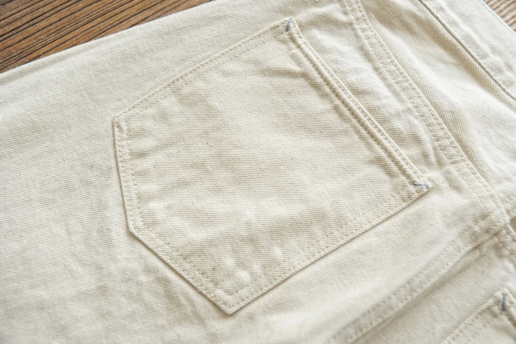 Sauce Zhan Mens Jeans Selvedge Denim White Jeans Regular Fit hight rise  14 Oz One Wash