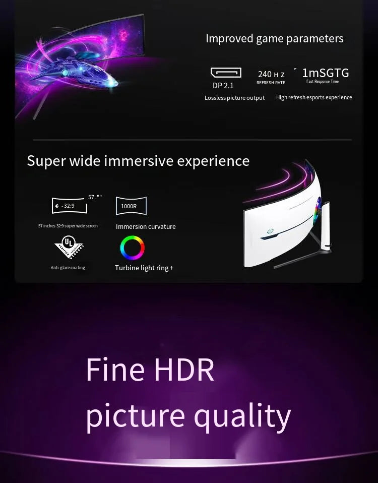 The world's first dual-UHD gaming monitor Ody-ssey S57CG954NC sam-sung 57inch dual 4K 240Hz with Curved Screen Monitor