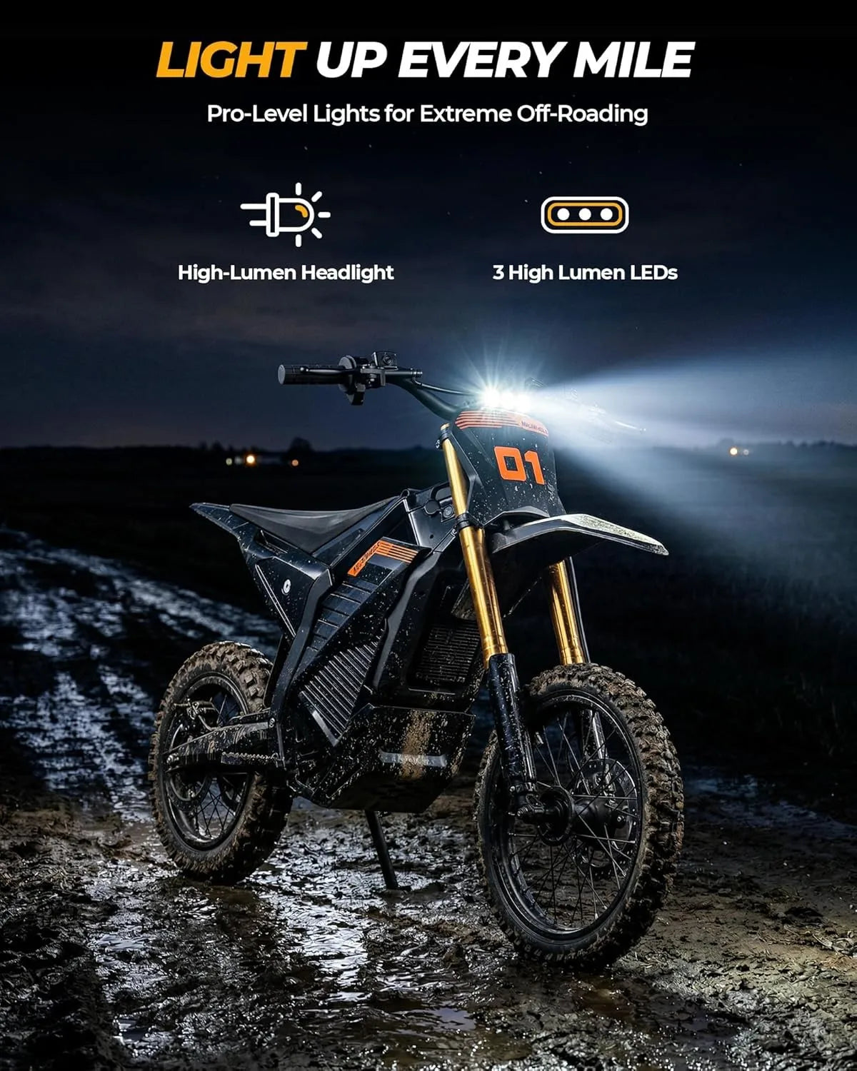 6000W PEAK ELECTRIC DIRT BIKE 60V 30AH OFF-ROAD BICYCLES 50MPH E-BIKE FOR ADULTS