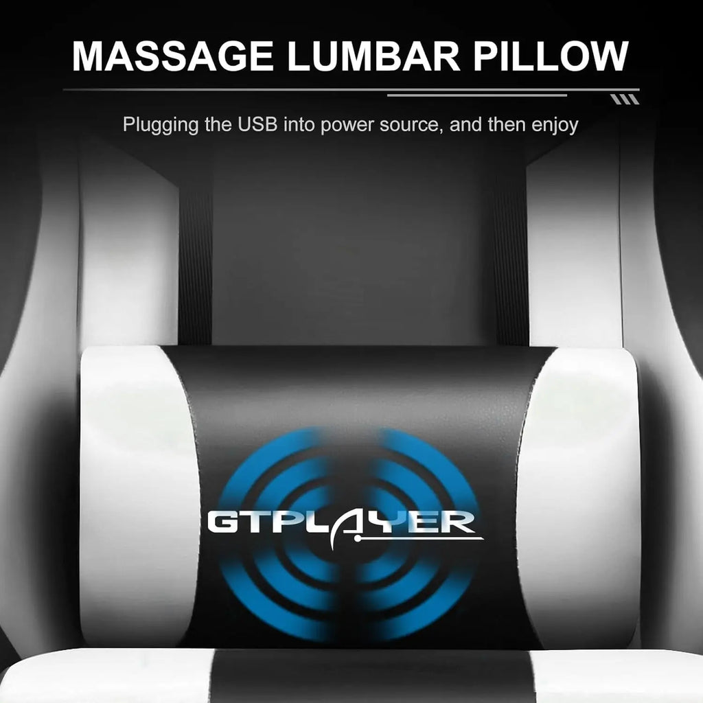 GTPLAYER Gaming Chair with Footrest Lumbar Support 360 Swivel Height Adjustable Computer Game Chair