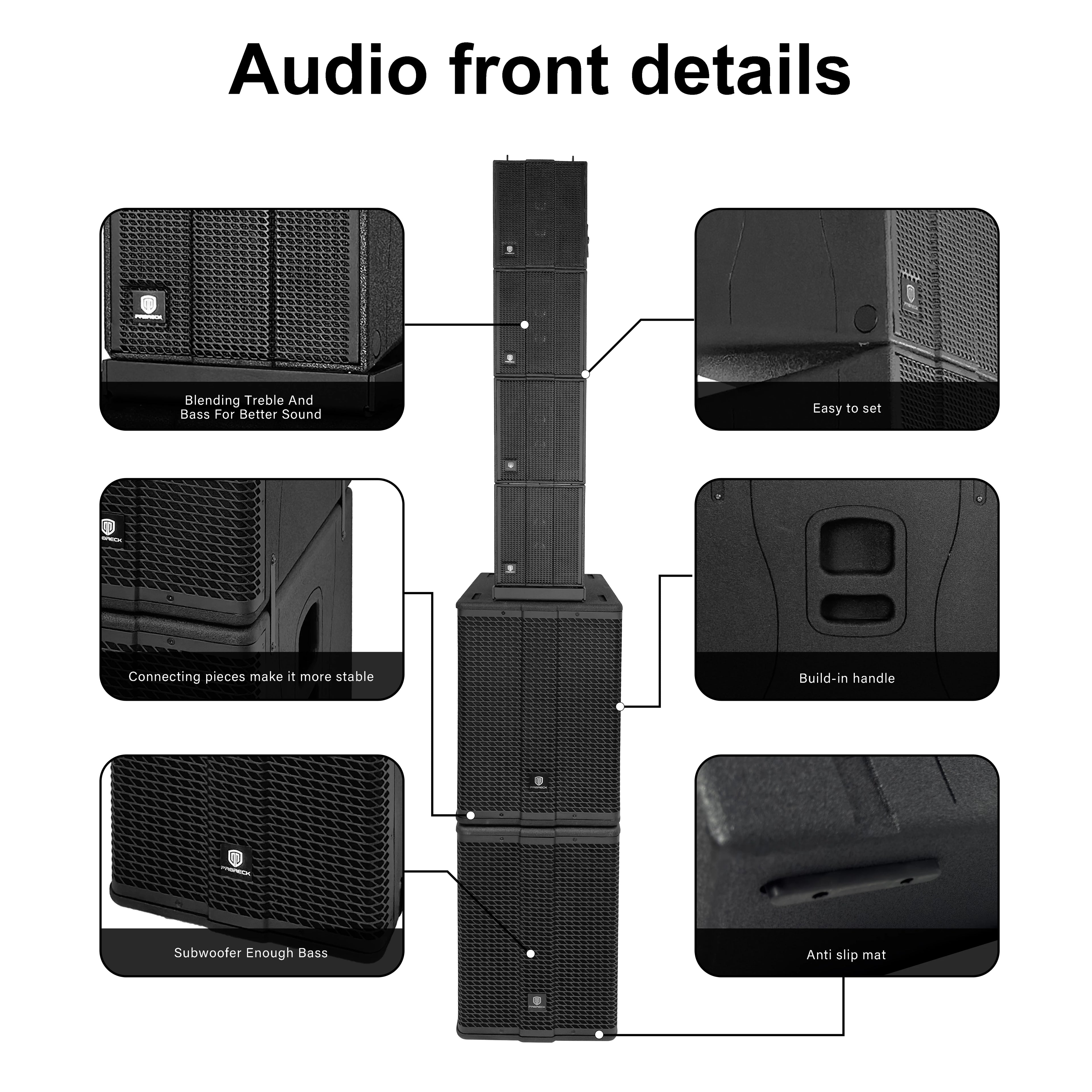 PRORECK Stage Pro 12 8000W Powerful PA Speaker System with 4 Line Array Speakers, Dual 12" Subwoofer, 3 DSP Presets, TWS BT