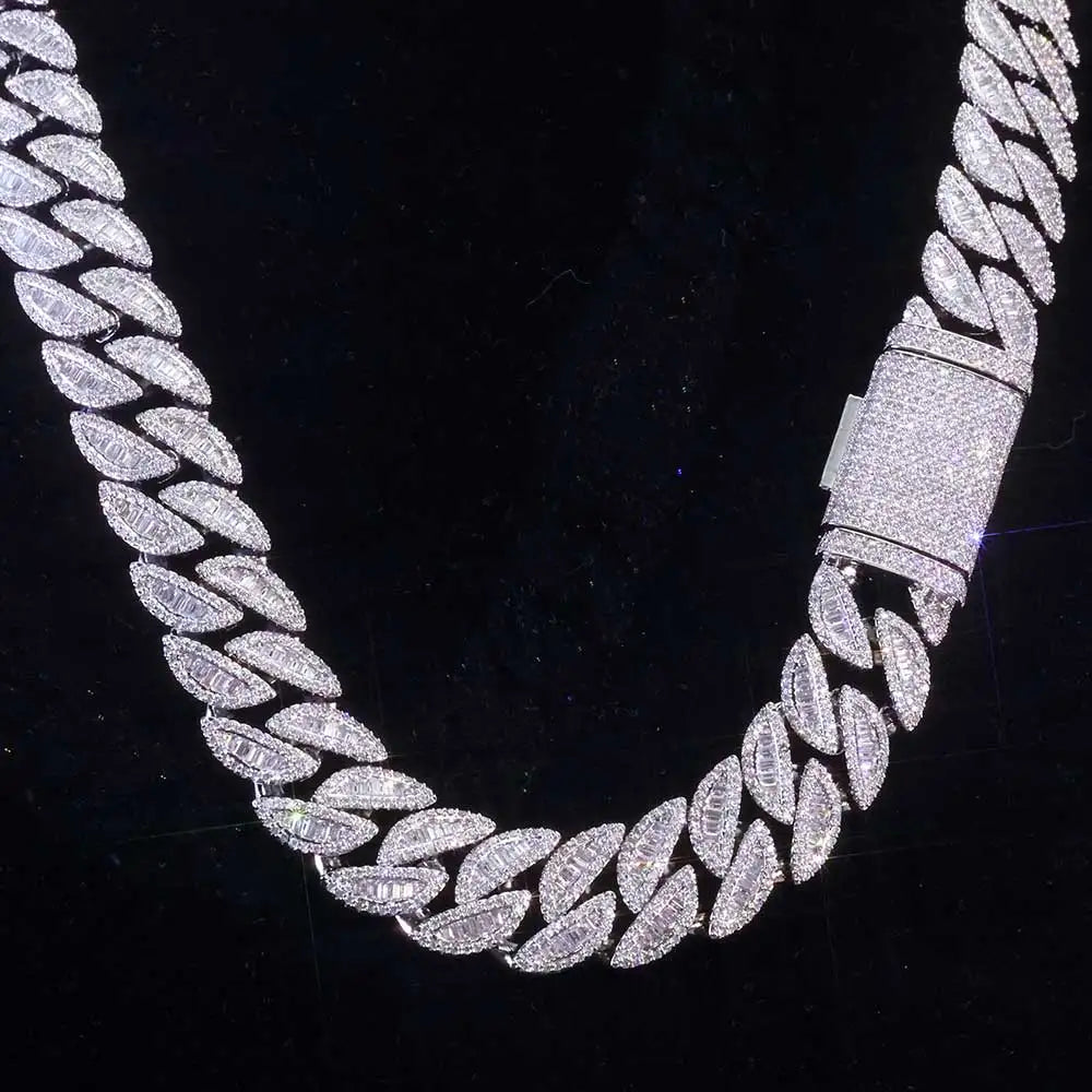 Fine Style 20mm 3 Row 925 Solid Silver Heavy Moissanite Necklace Iced Out Hip Hop Jewelry VVS Best Quality Cuban Link Chain