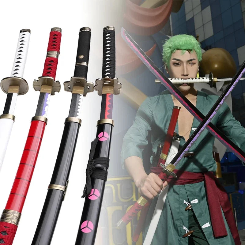 104cm Zoro Katana Sandai Kitetsu Sword Wooden Ninja Blade Anime Cosplay Prop Real Size Japanese Katana Samurai Sabre Kid Toy