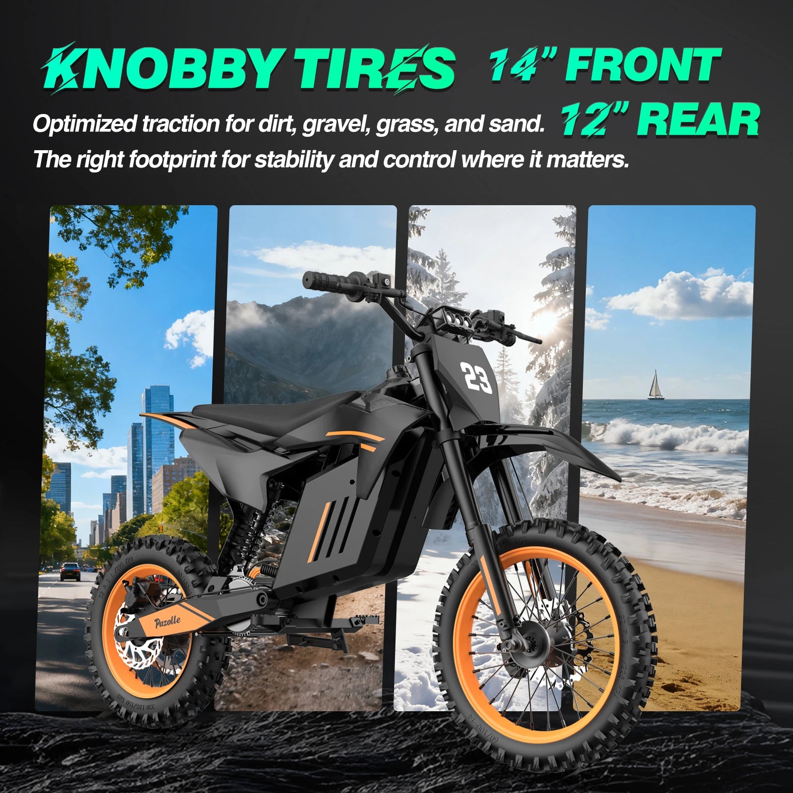 Pazolle Electric Motorcycle 3000W 48V30AH Hydraulic Brakes Electric Dirt Bike for Adults All-Terrain Tires E-Bike 1Year Warranty
