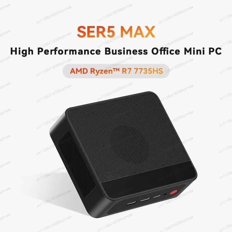 Ryzen 7 7735HS Mini PC, SER5 Max with 24GB LPDDR5 & 1TB PCIe SSD, WiFi 6 BT5.2, Triple 4K Display via HDMI/DP/USB-C