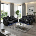2-Piece Leather Power Reclining Sofa Set with USB Ports, LED Lighting and Storage, Ergonomic Sectional Couch, Home Theater Seati