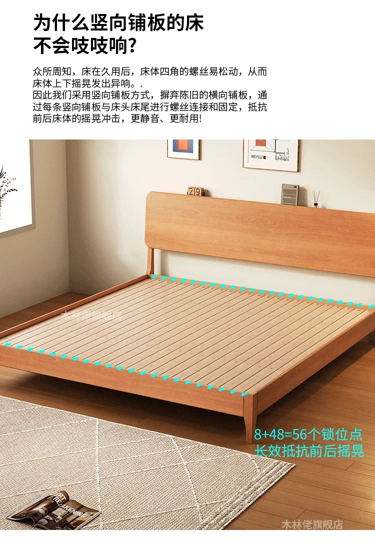 Elegant Modern Bed Frame Simple Wood European Nightstands Queen Bed Frame Twin Full Size Cama Moderno Lujo Home Furniture