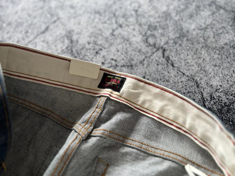 15oz Heavyweight Thick Selvedge Indigo Denim Jeans Sakura Ruffle 2025 Spring 100% Cotton Loose Straight Pants Japanese Men