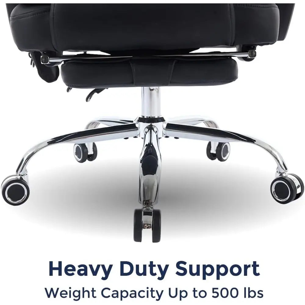 4-Point Kneading Heated Massage Office Chair with Footrest, UL & BIMA Certified, 500lbs Capacity, Suitable for Big & Tall, Leath
