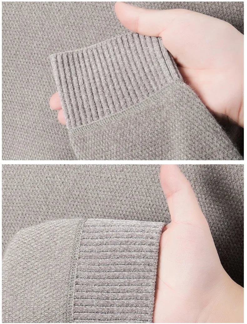 Luxury brand men's round neck knitted sweater fashion cartoon embroidery comfort warm plush autumn winter casual golf pullover