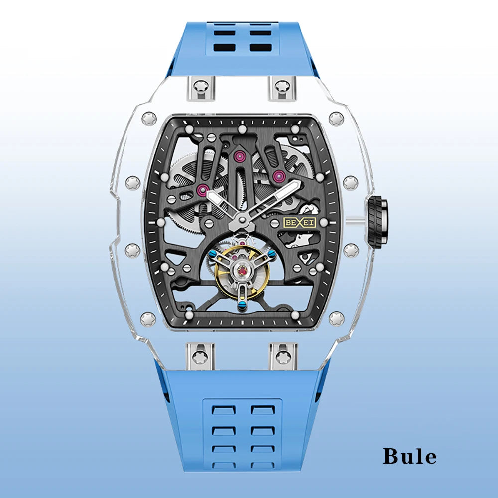 BEXEI K9 Sapphire Crystal Flying Tourbillon Man Watch Manual Skeleton Movement Men's Luxury Watch Vintage