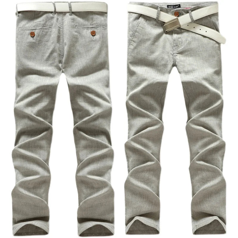 Summer dress pants for men Cotton Casual cargo Pants Man Straight Loose Suit pants Plaid Trousers Male Big size Brand Clothes
