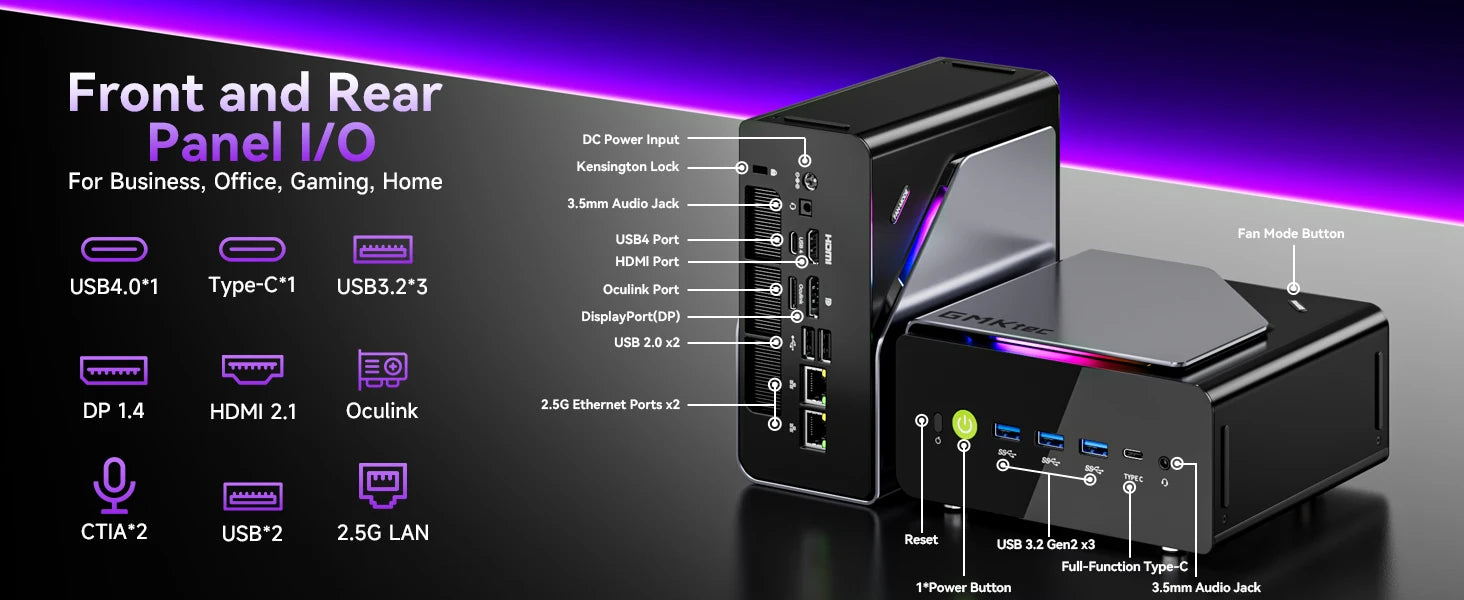 GMKtec NucBox K15 Mini PC Intel Core Ultra 5 125U DDR5 4800Mhz Pcie 3.0 SSD Windows 11Pro WIFI 6E BT 5.2 Full-featured USB4.0