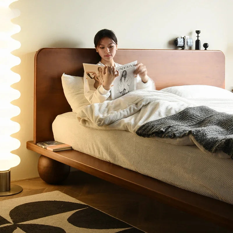 European Headboard Bed Frame Double Wood Elegant Nightstands Twin Bed Frame Queen Size Full Cama Moderno Lujo Home Furniture