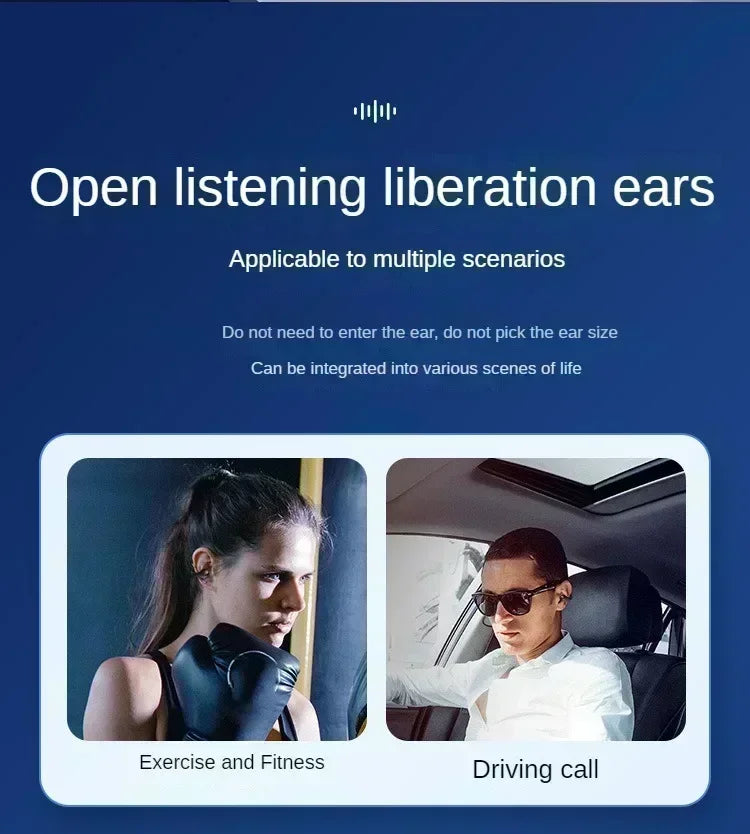 T75 Fone Bluetooth Headset 5.3 Wireless Air Conduction Headphones Clip Ear Music Noise Canceling HD Call Sports Gaming Earphone