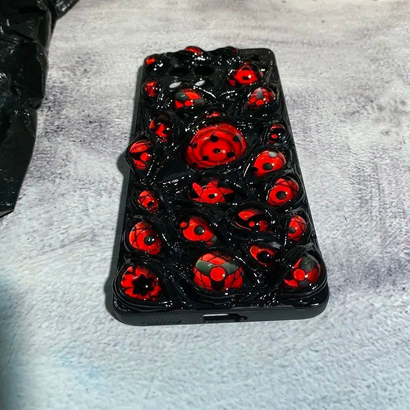 Naruto peripheral Sasuke Sharingan Itachiiiphone16proamx mobile phone case animation handmade luminous Sasuke mobile phone case