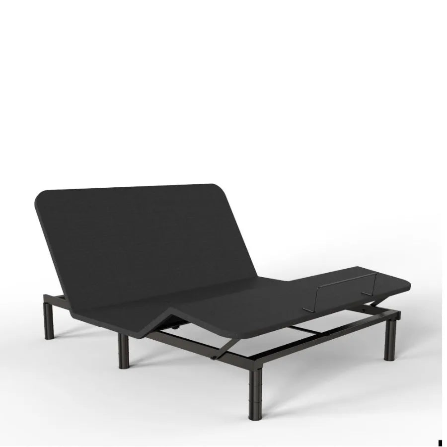 Black dual-motor adjustable electric bed with 9-key remote control Easy Assembly Queen size bed frame