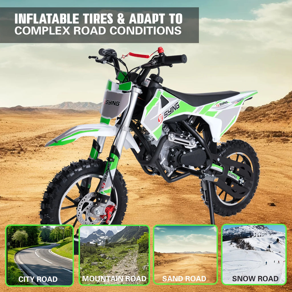 58cc Dirt Bike, 4-Stroke Gas Power Motocross, Mini Pit Bike, Off-Road Motorcycle, Pull Start, Max Speed 21.75mph, Christmas Gift