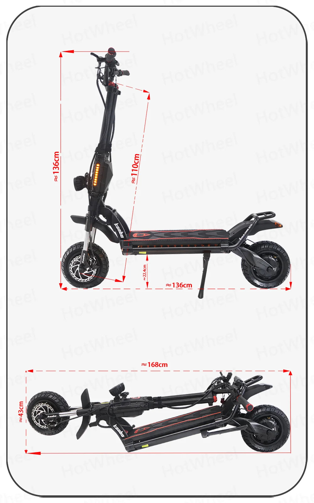KB Wolf King GTR Max Electric Scooter 2000W*2 Motor 72V 40Ah Battery 2in1 FOC Controller Central Display 12inch Vacuum CST Tire
