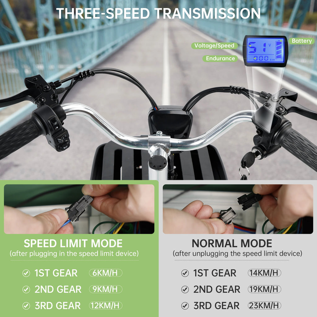 Artudatech 400W 48V 12A Elder Electric folding tricycle for Adults 3 wheel e-trike Bike with Rear Seat