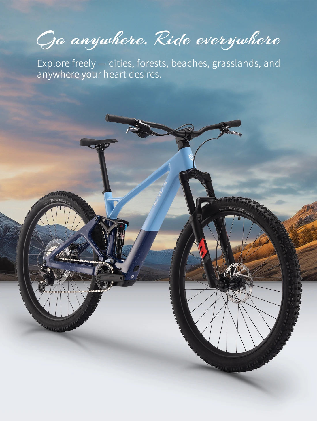 SAVA E-BIKE Full Carbon Fiber Mountain Bike Adjustable Air Suspension Fork 12-Speed Off-Road Electric Assist Mountain Bike