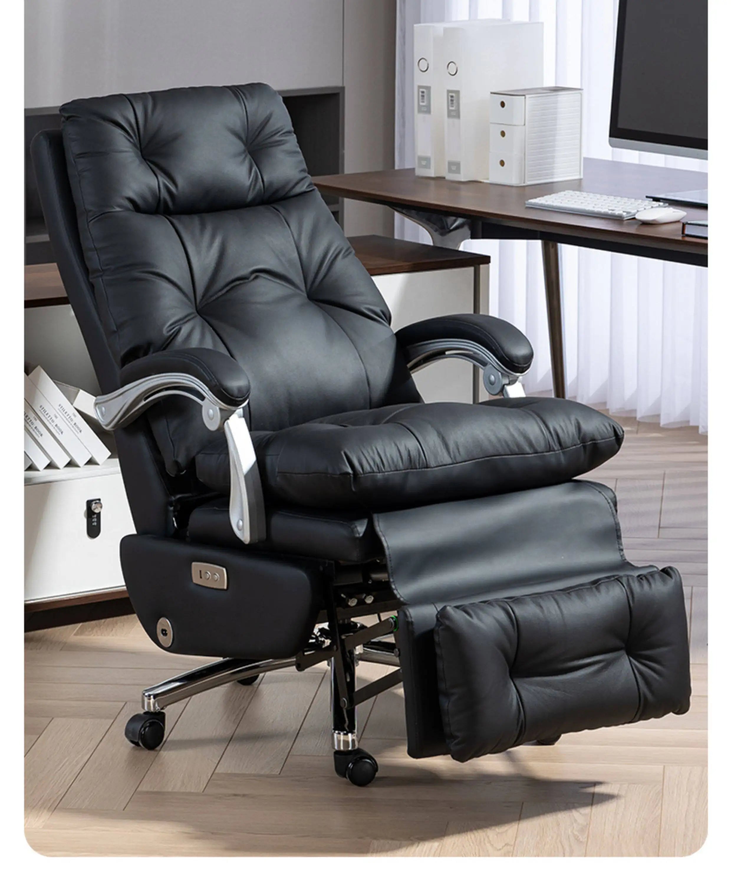 Genuine leather electric gaming chair Ergonomic & Office Chair High-Back Boss Chair with Adjustable Recline & Casters furniture
