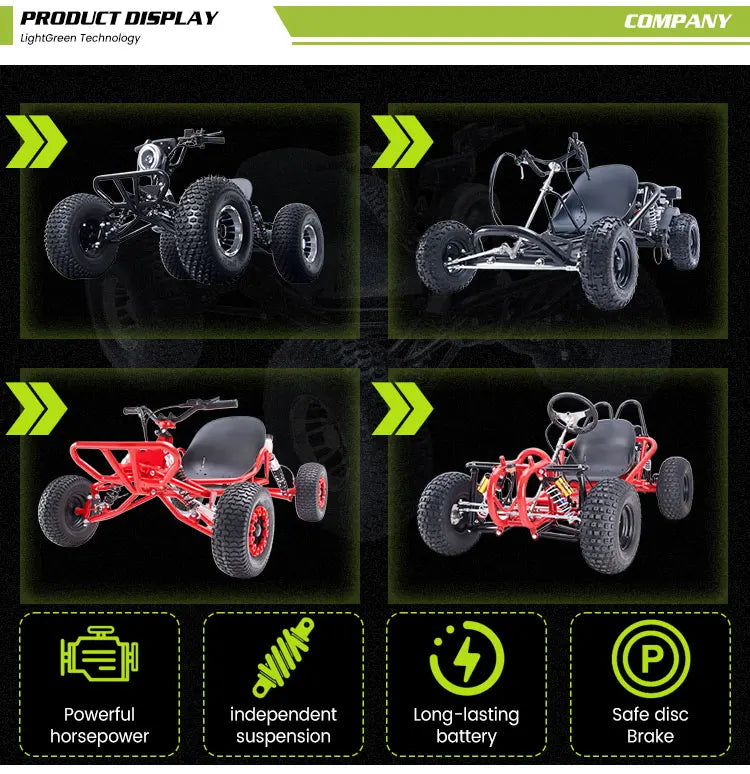 New Adult Off-road Kart Electric Power 4-stroke 8inch Tire Four-wheel High-Speed 40km/h Mountain Go Karts For Sale