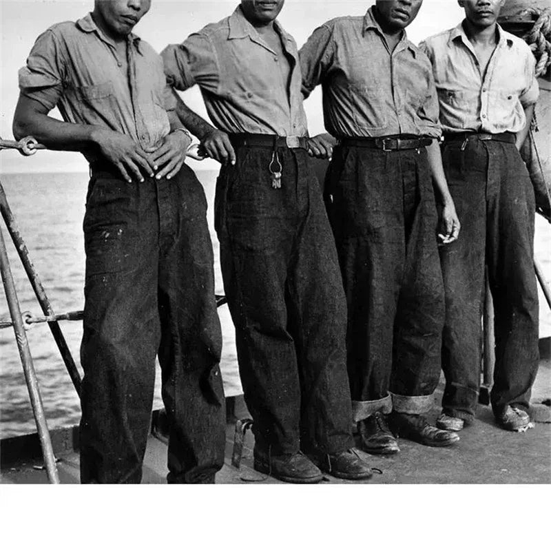 Rugged Bronson 40s USN Selvedge Denim Work Pants High Waist Wide Leg Men's Jeans