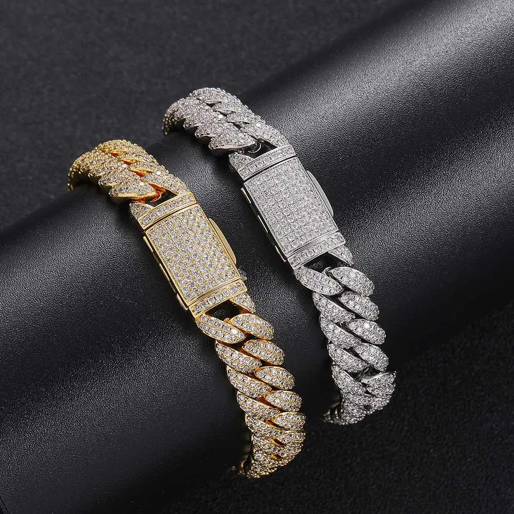 10mm Hip Hop Cubic Zircon CZ Iced Out Bubbles Cuban Link Chain Necklace For Men Women Jewelry Birthday Gift
