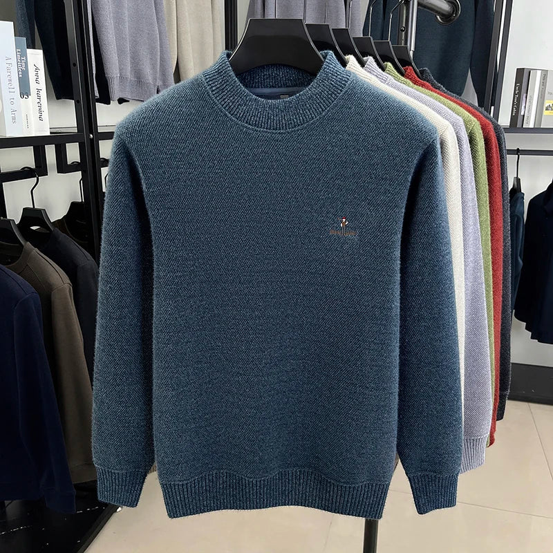 High end brand men's round neck sweater letters cartoon embroidery comfort casual knitted pullover fashion luxurious golf top