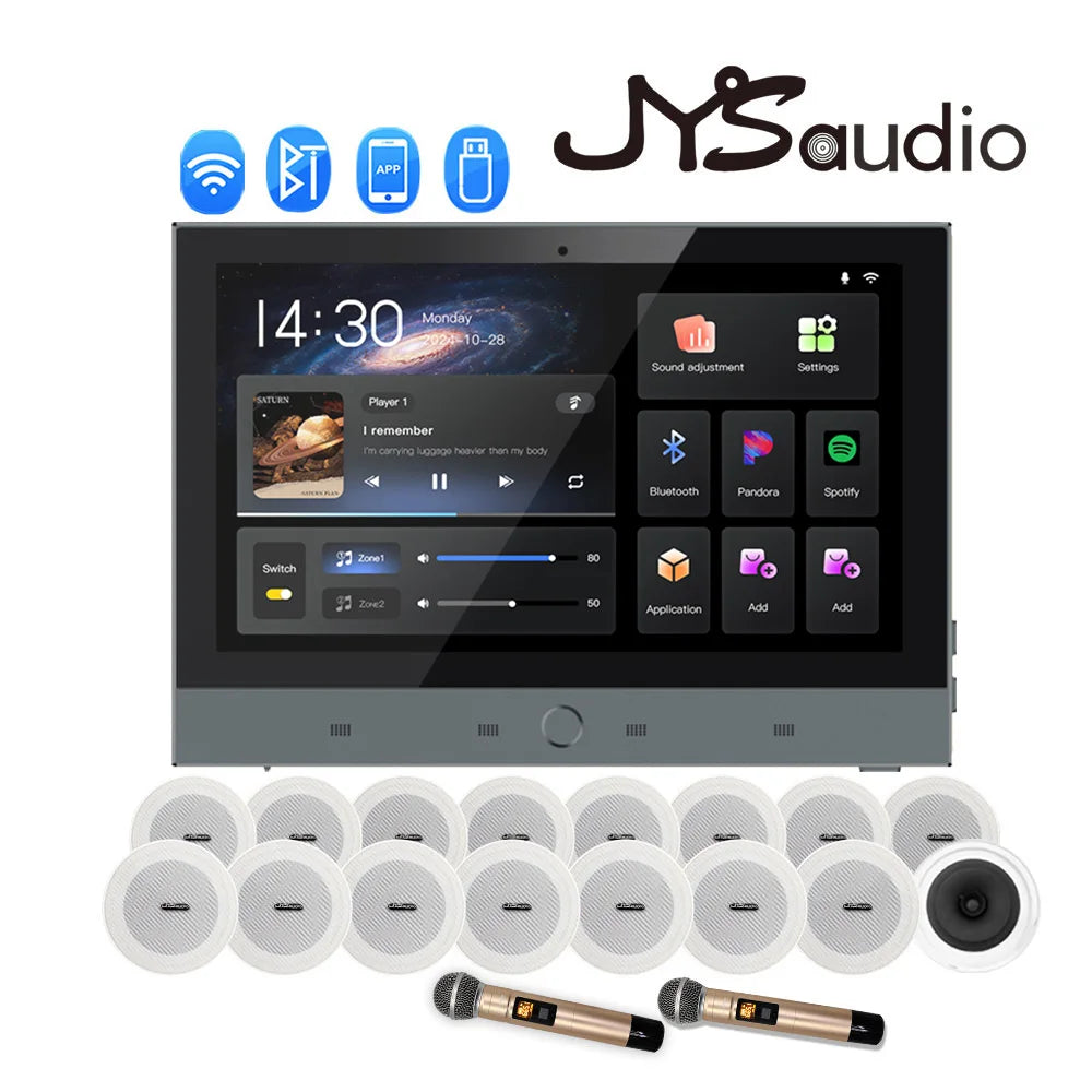 Karaoke WiFi Bluetooth 7 inch Screen Wall Amplifier Android Amp Smart Home Theater Sound System Mini Ceiling Speaker Residential