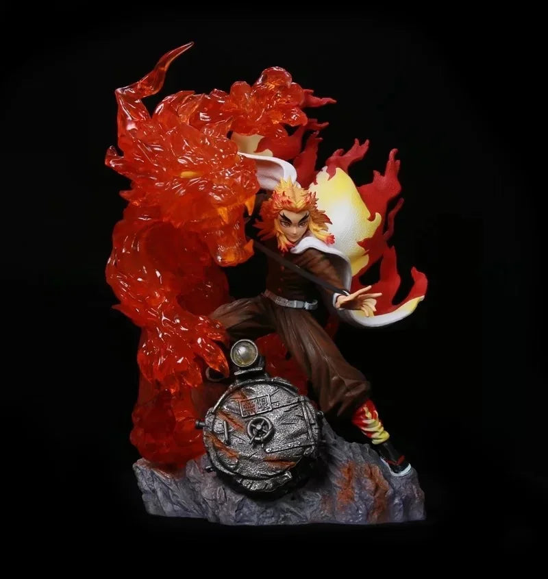 39cm Demon Slayer Rengoku Kyoujurou Action Figure Flame Breathing Light-Up Statue PVC Anime Character Collection Model Fan Gift