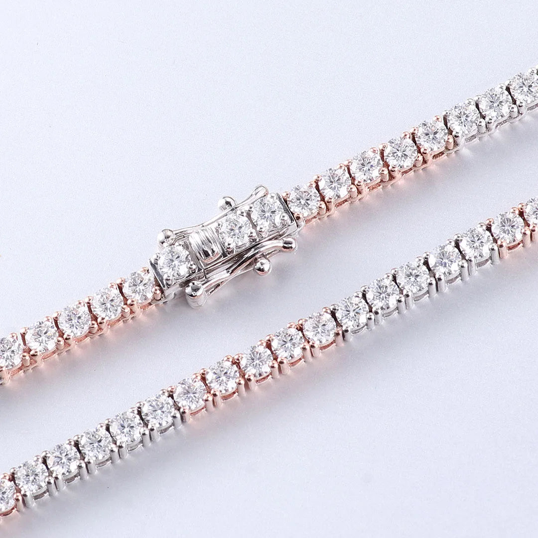 Provence Luxury Tennis Necklace 20In Rose White Gold DEF/VS Lab Diamonds Hip Hop Choker Punk Party jewelry Women Men Custom