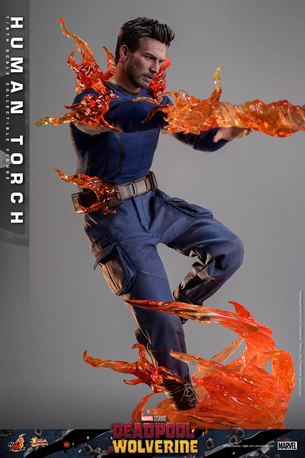 Hottoys MMS789 Marvel Human Torch Action Figure - Collectible Detailed Movie Model Deadpool & Wolverine Adult Collectors Item