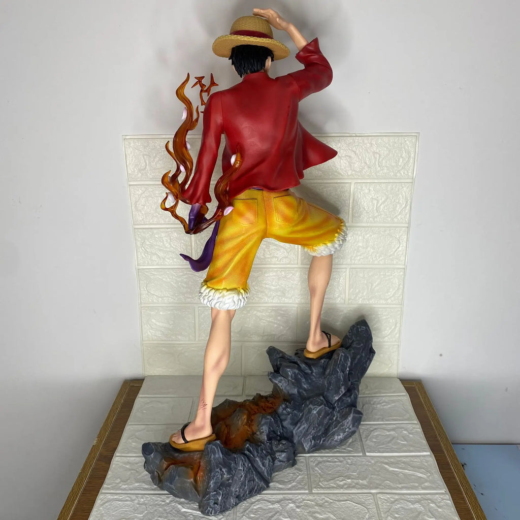 68cm Anime Figurine Large Size New Fourth Emperor Luffy Domineering Standing Posture Grass Hat Group Statue Ornament Boxed