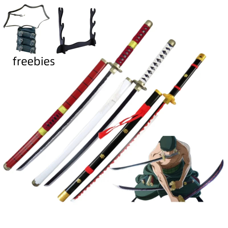 40incn Roronoa Zoro Katana Ninja Knife Sword Anime Cosplay Costume Zoro Real Size Japanese Katana Original Samurai Sabre Gift