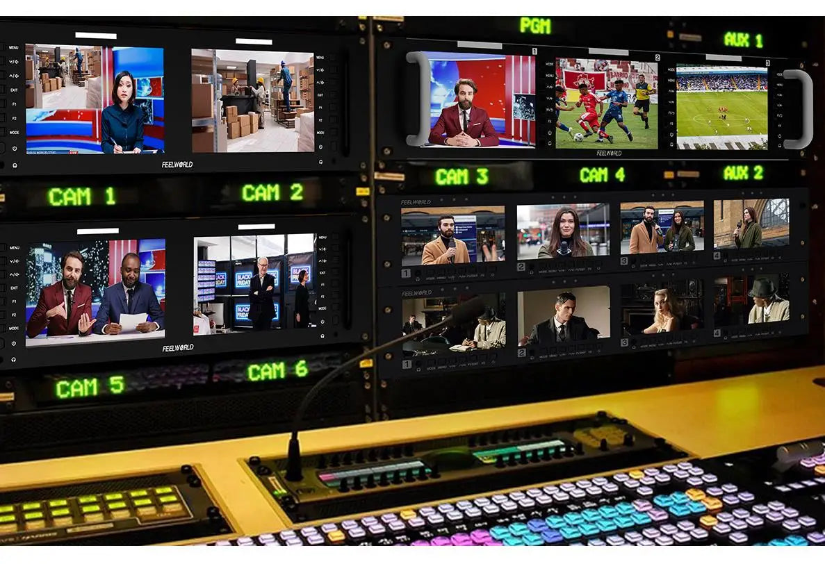 FEELWORLD Q41 Quad 4.5" 2RU Rackmount Monitor 3G-SDI 4KHDMI AV input and output 1280x720 pixels